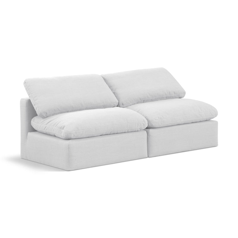 Meridian Indulge White Linen Textured Fabric Modular Sofa IMAGE 1