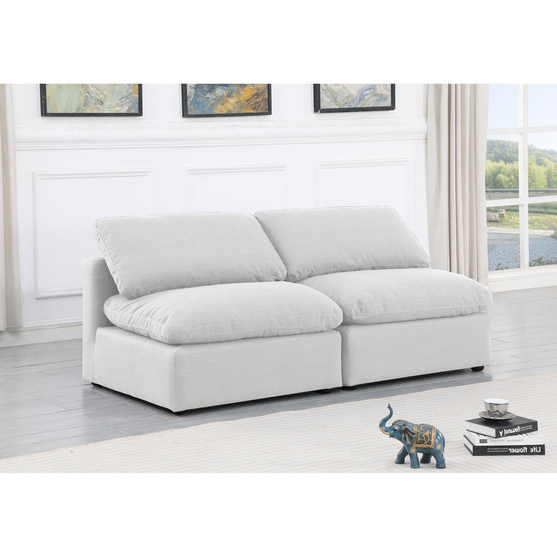 Meridian Indulge White Linen Textured Fabric Modular Sofa IMAGE 2