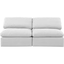 Meridian Indulge White Linen Textured Fabric Modular Sofa IMAGE 4