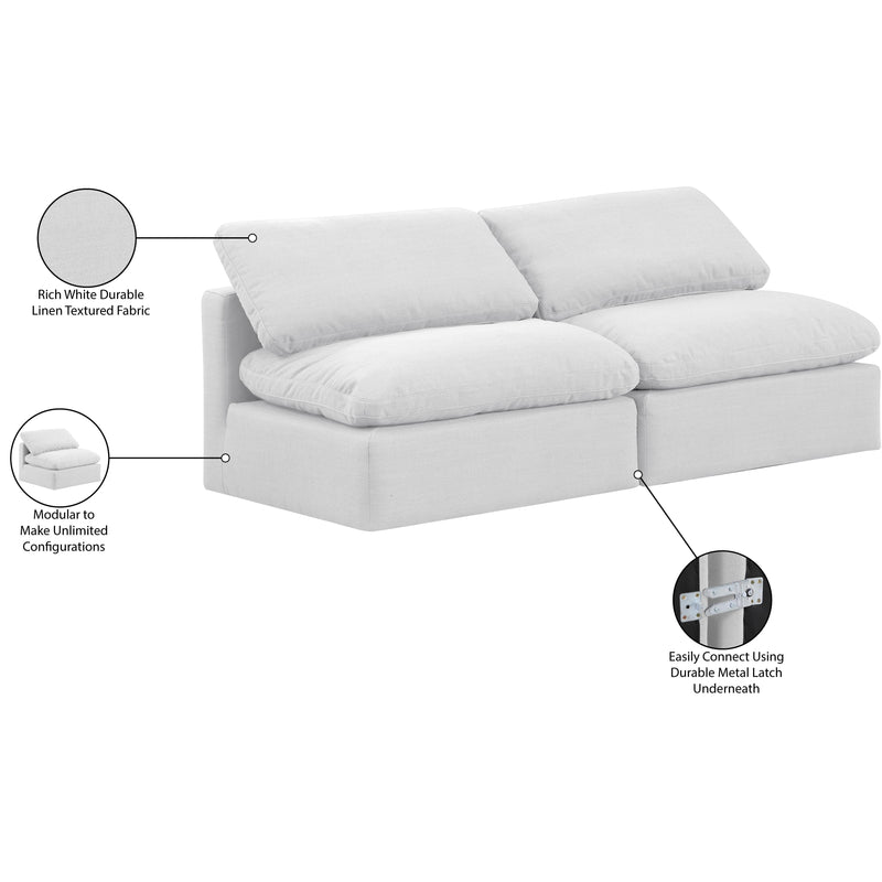 Meridian Indulge White Linen Textured Fabric Modular Sofa IMAGE 7