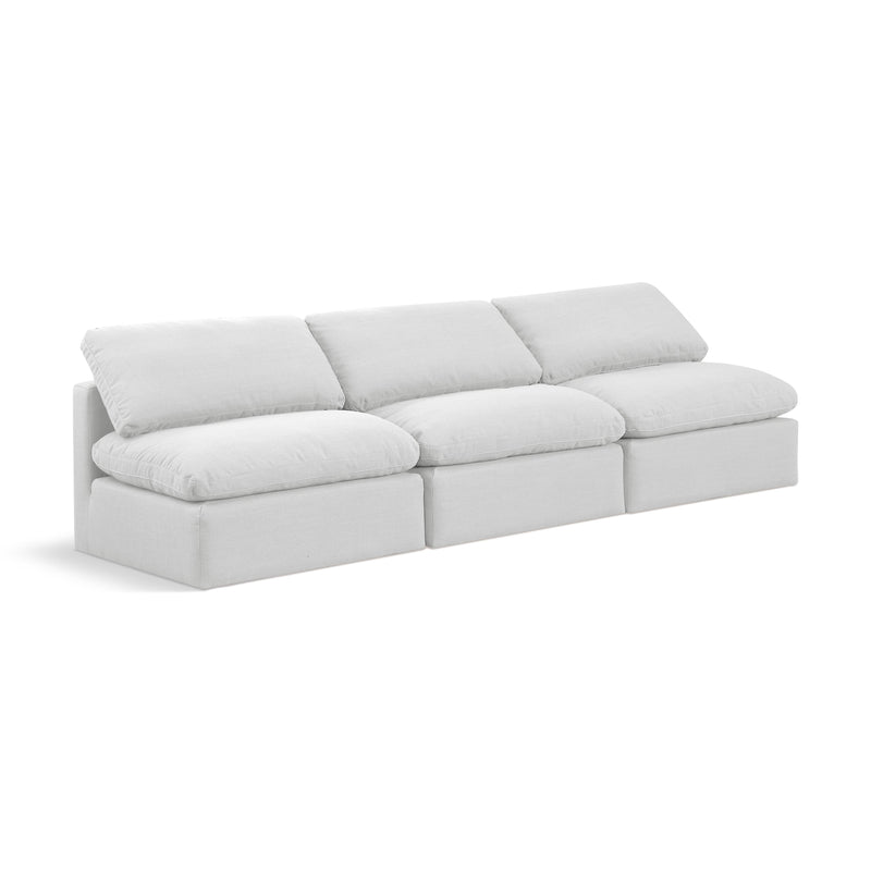 Meridian Indulge White Linen Textured Fabric Modular Sofa IMAGE 1