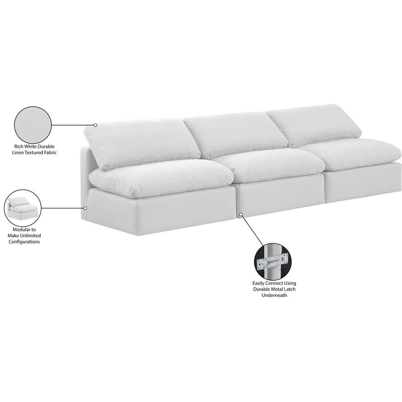 Meridian Indulge White Linen Textured Fabric Modular Sofa IMAGE 7