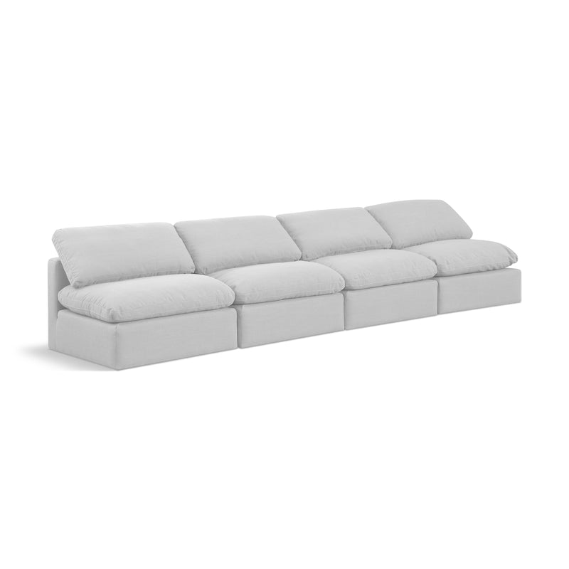 Meridian Indulge White Linen Textured Fabric Modular Sofa IMAGE 1