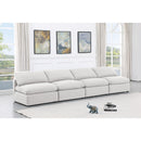 Meridian Indulge White Linen Textured Fabric Modular Sofa IMAGE 2