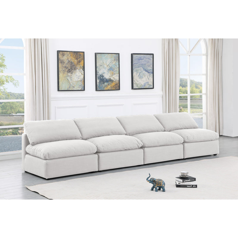 Meridian Indulge White Linen Textured Fabric Modular Sofa IMAGE 2
