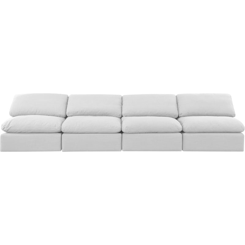 Meridian Indulge White Linen Textured Fabric Modular Sofa IMAGE 4