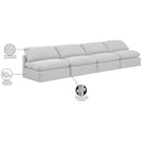 Meridian Indulge White Linen Textured Fabric Modular Sofa IMAGE 7