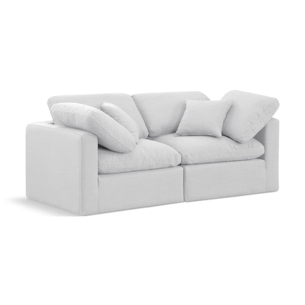 Meridian Indulge White Linen Textured Fabric Modular Sofa IMAGE 1