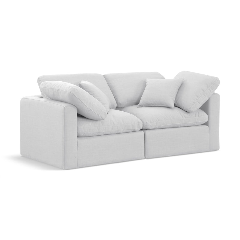 Meridian Indulge White Linen Textured Fabric Modular Sofa IMAGE 1