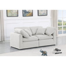 Meridian Indulge White Linen Textured Fabric Modular Sofa IMAGE 2