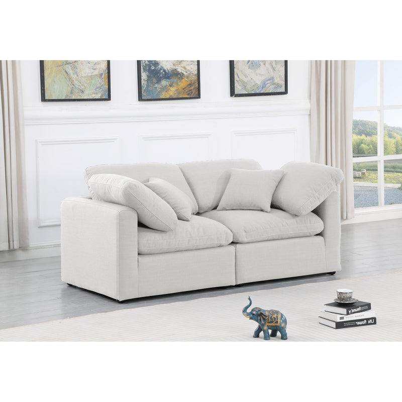 Meridian Indulge White Linen Textured Fabric Modular Sofa IMAGE 2