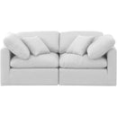 Meridian Indulge White Linen Textured Fabric Modular Sofa IMAGE 4