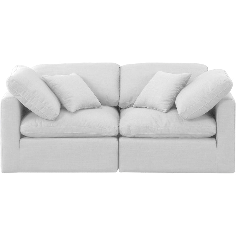 Meridian Indulge White Linen Textured Fabric Modular Sofa IMAGE 4