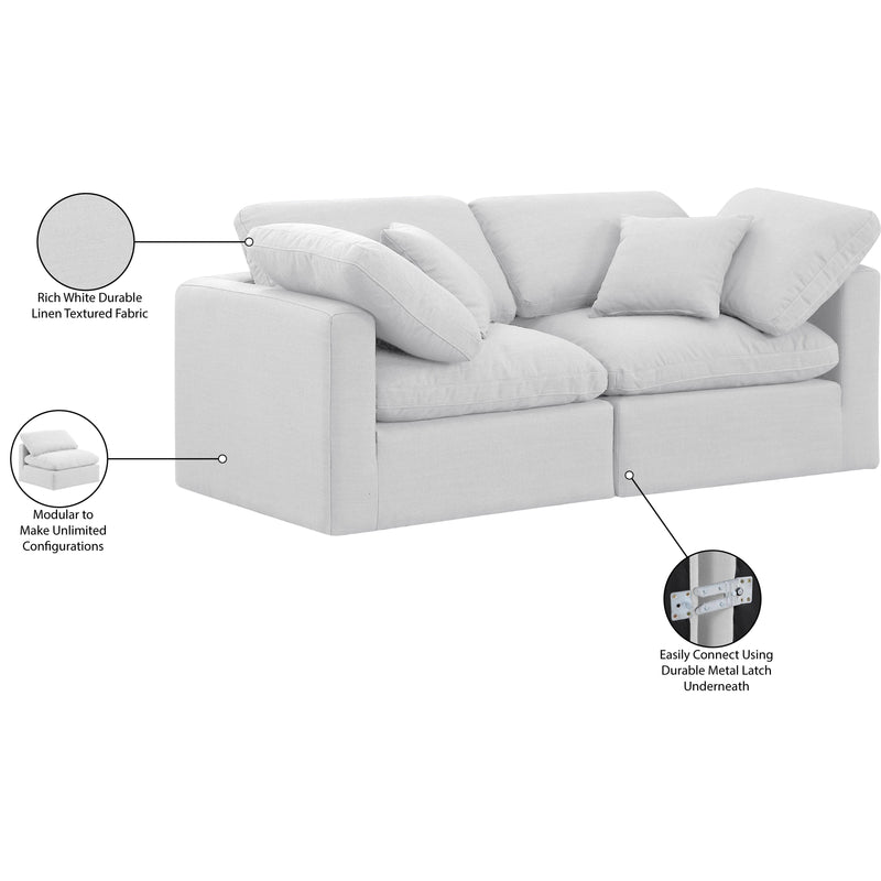 Meridian Indulge White Linen Textured Fabric Modular Sofa IMAGE 8