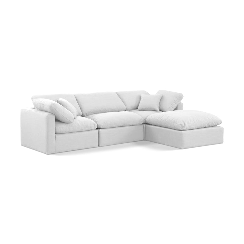 Meridian Indulge White Linen Textured Fabric Modular Sectional IMAGE 1