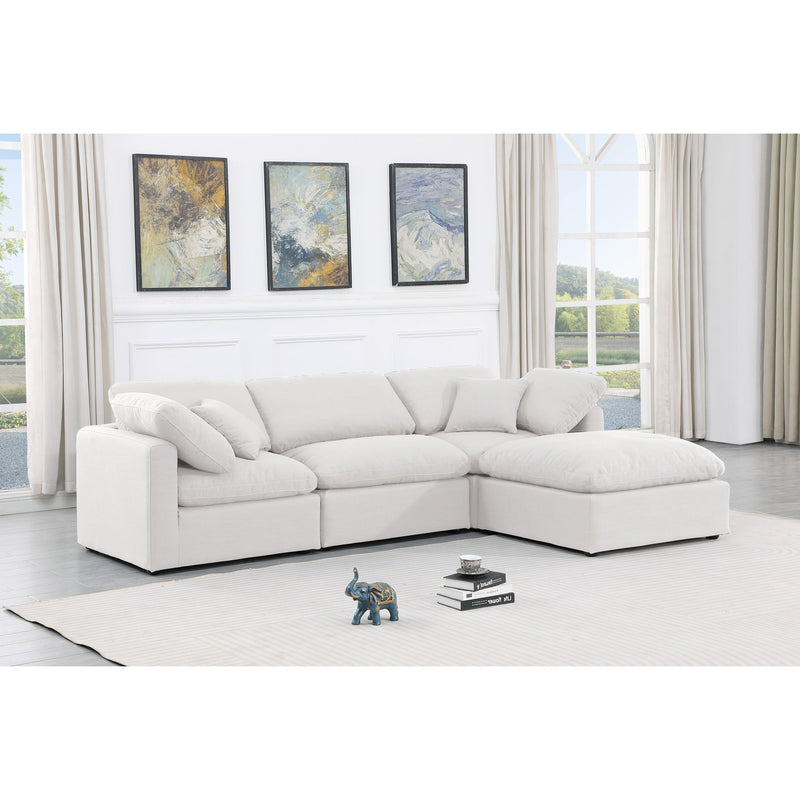 Meridian Indulge White Linen Textured Fabric Modular Sectional IMAGE 2