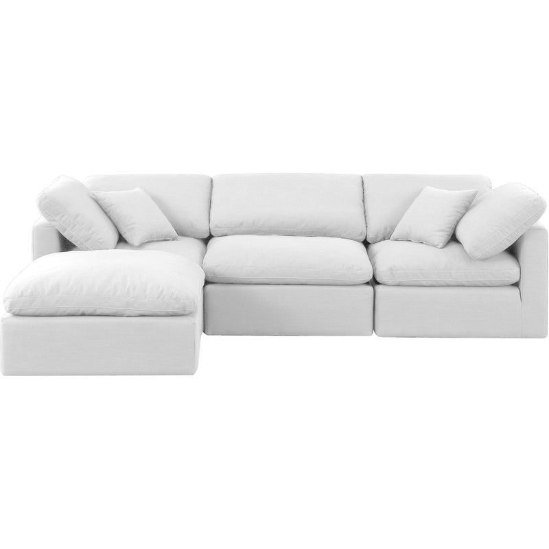 Meridian Indulge White Linen Textured Fabric Modular Sectional IMAGE 4