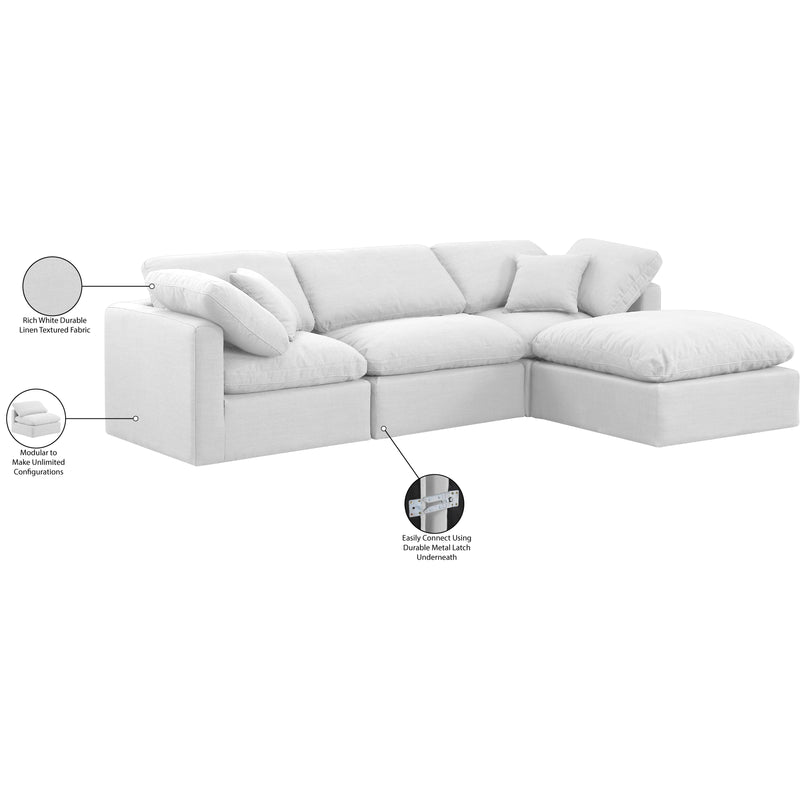 Meridian Indulge White Linen Textured Fabric Modular Sectional IMAGE 8