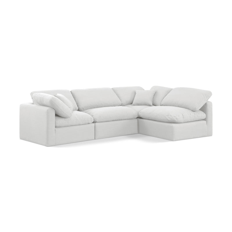 Meridian Indulge White Linen Textured Fabric Modular Sectional IMAGE 1