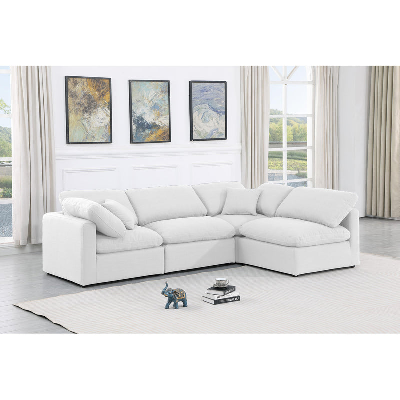 Meridian Indulge White Linen Textured Fabric Modular Sectional IMAGE 2