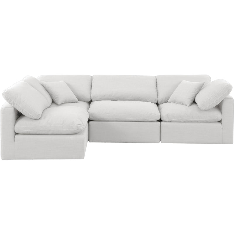 Meridian Indulge White Linen Textured Fabric Modular Sectional IMAGE 4