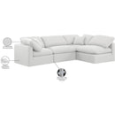 Meridian Indulge White Linen Textured Fabric Modular Sectional IMAGE 9