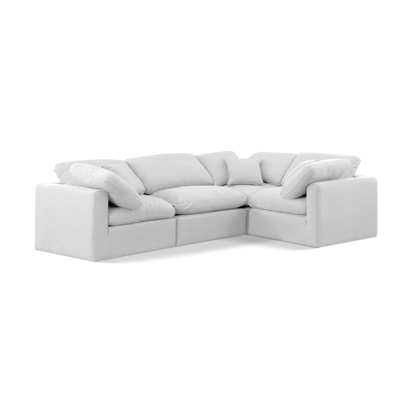 Meridian Indulge White Linen Textured Fabric Modular Sectional IMAGE 1