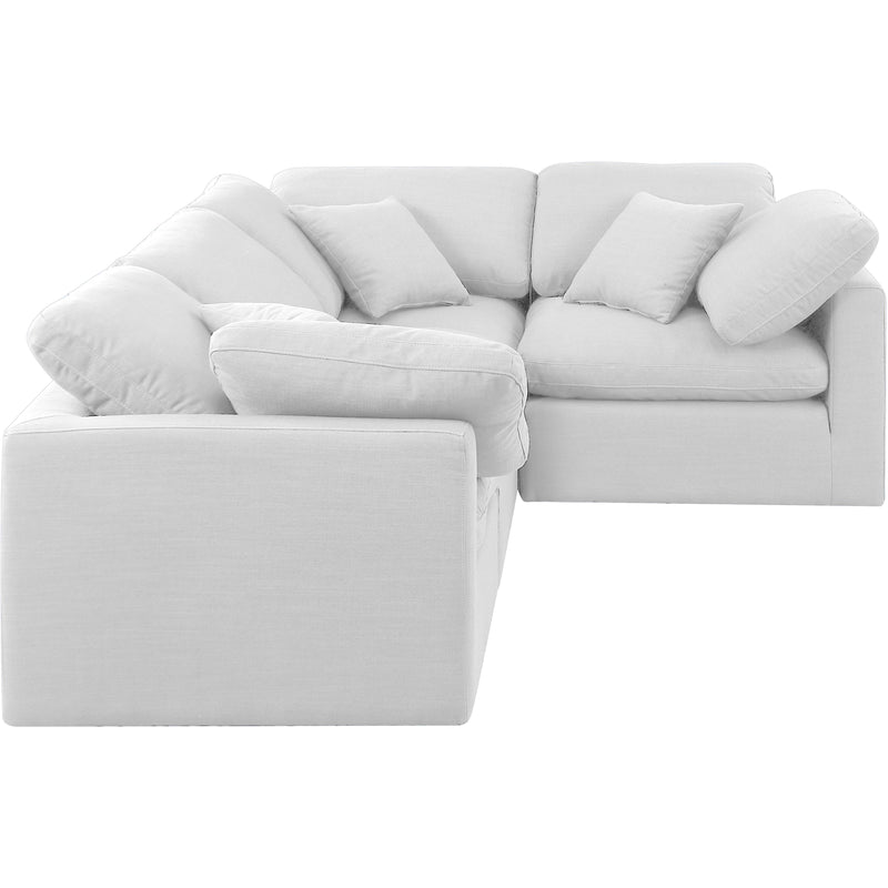 Meridian Indulge White Linen Textured Fabric Modular Sectional IMAGE 4