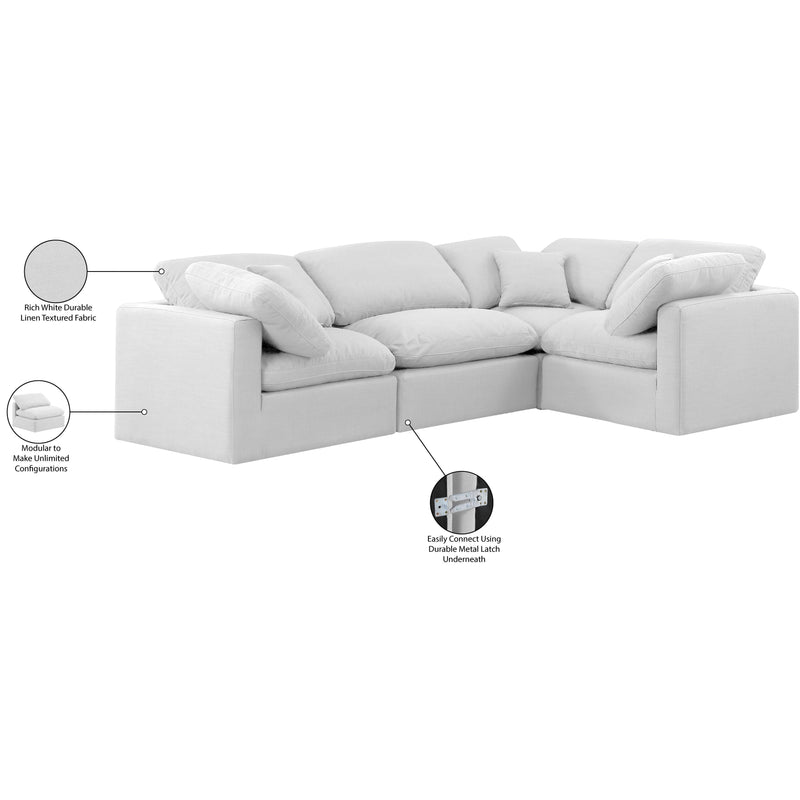 Meridian Indulge White Linen Textured Fabric Modular Sectional IMAGE 9