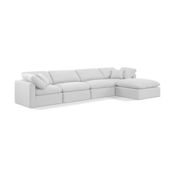 Meridian Indulge White Linen Textured Fabric Modular Sectional IMAGE 1