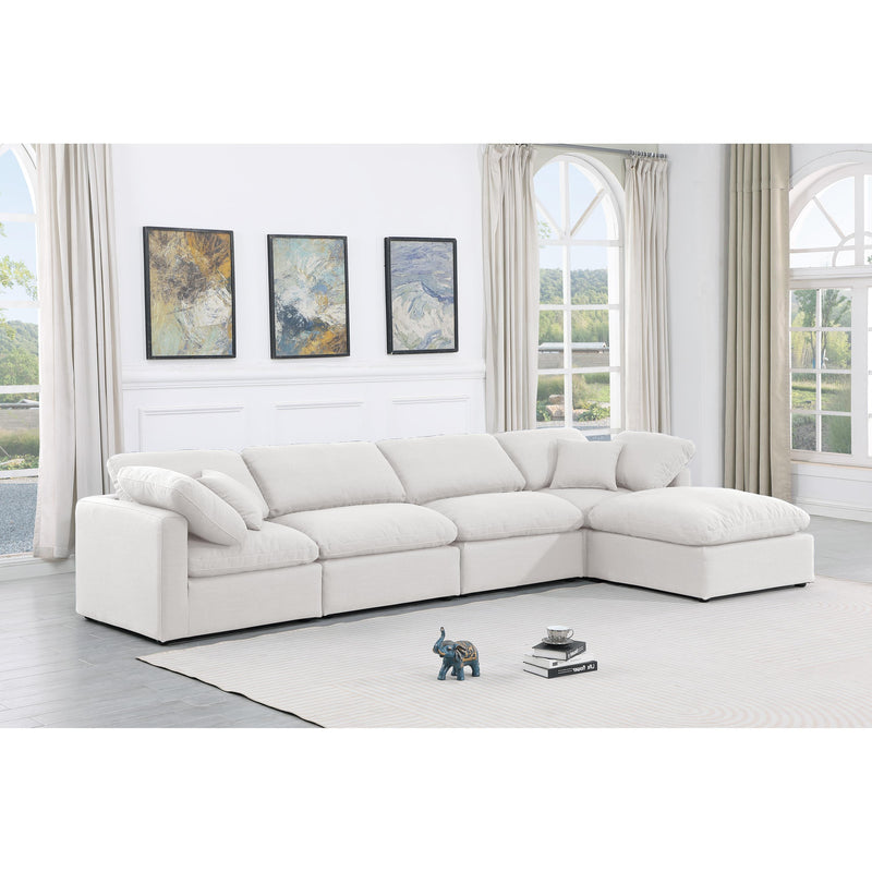 Meridian Indulge White Linen Textured Fabric Modular Sectional IMAGE 2