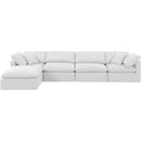 Meridian Indulge White Linen Textured Fabric Modular Sectional IMAGE 4