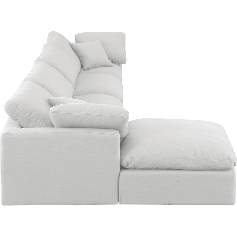 Meridian Indulge White Linen Textured Fabric Modular Sectional IMAGE 5