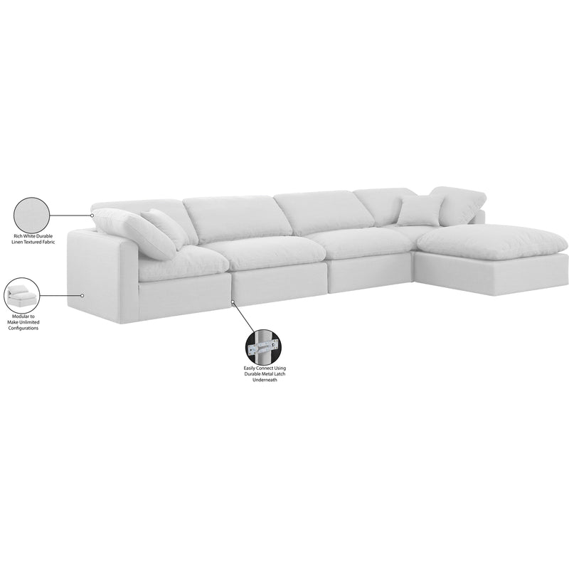 Meridian Indulge White Linen Textured Fabric Modular Sectional IMAGE 8