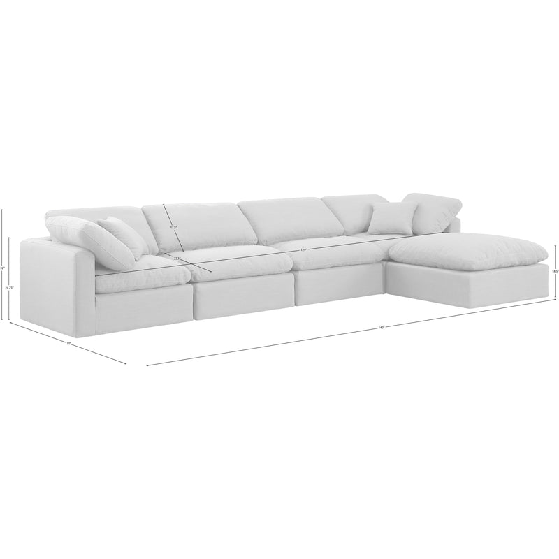 Meridian Indulge White Linen Textured Fabric Modular Sectional IMAGE 9
