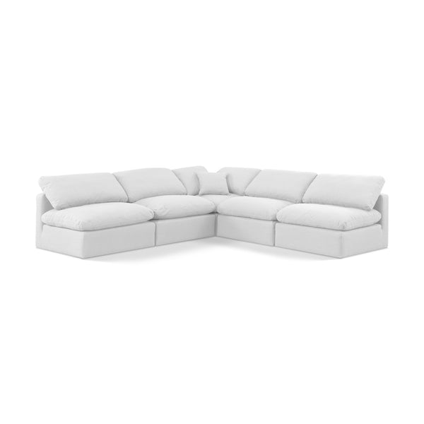Meridian Indulge White Linen Textured Fabric Modular Sectional IMAGE 1