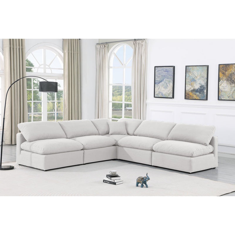 Meridian Indulge White Linen Textured Fabric Modular Sectional IMAGE 2