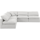 Meridian Indulge White Linen Textured Fabric Modular Sectional IMAGE 4