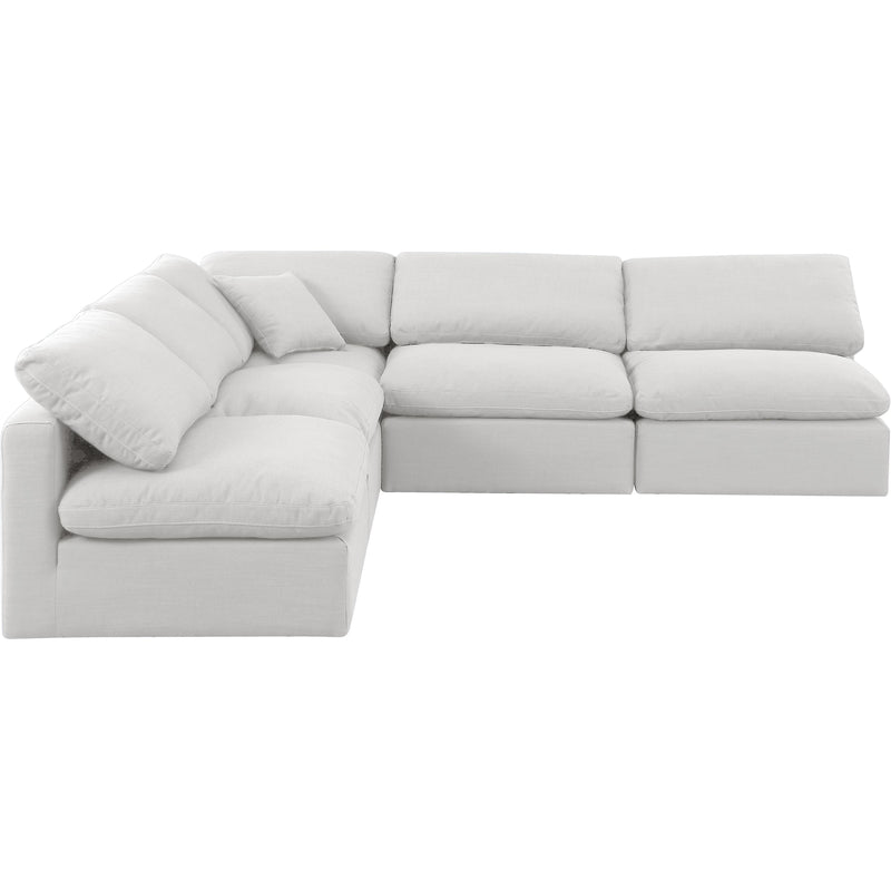 Meridian Indulge White Linen Textured Fabric Modular Sectional IMAGE 4