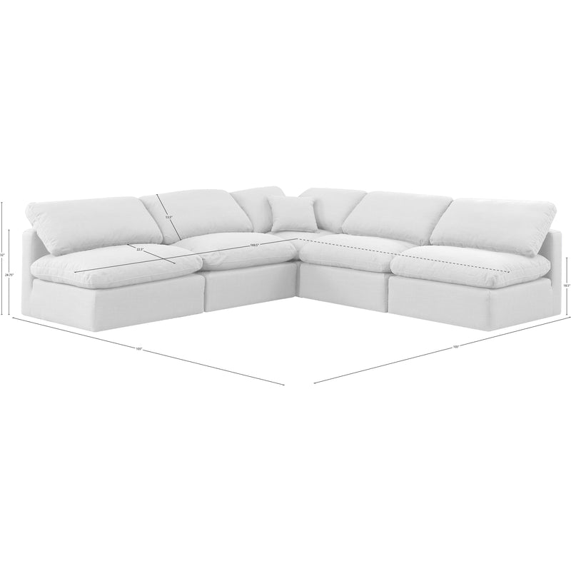 Meridian Indulge White Linen Textured Fabric Modular Sectional IMAGE 9