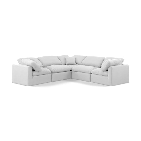 Meridian Indulge White Linen Textured Fabric Modular Sectional IMAGE 1