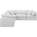 Meridian Indulge White Linen Textured Fabric Modular Sectional IMAGE 4