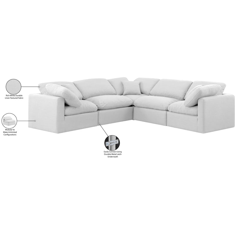 Meridian Indulge White Linen Textured Fabric Modular Sectional IMAGE 9