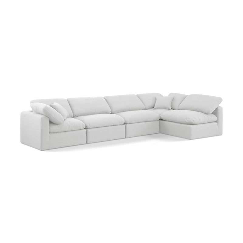 Meridian Indulge White Linen Textured Fabric Modular Sectional IMAGE 1