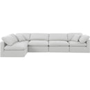 Meridian Indulge White Linen Textured Fabric Modular Sectional IMAGE 4