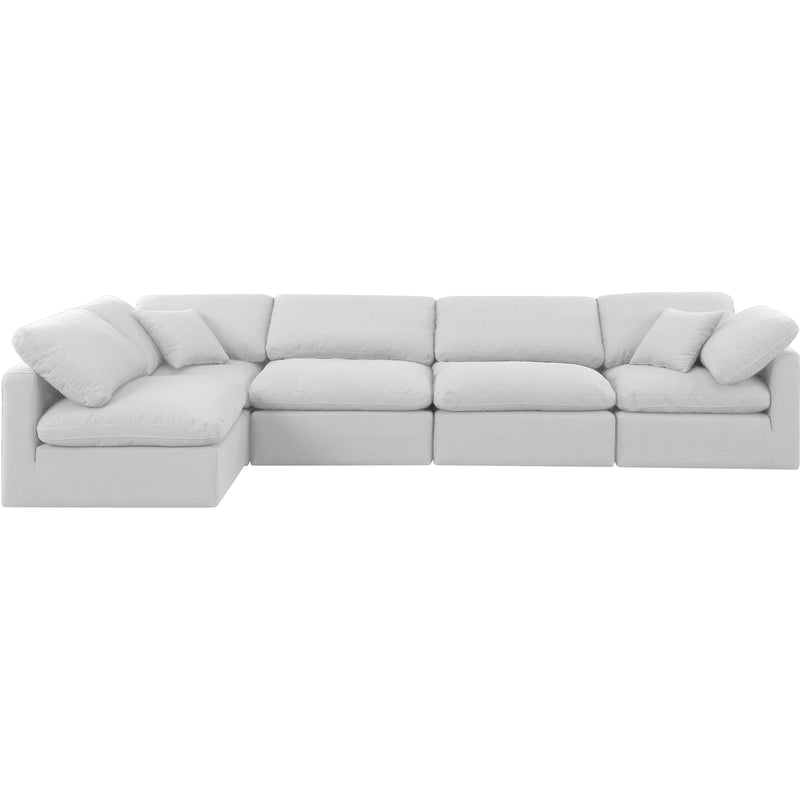 Meridian Indulge White Linen Textured Fabric Modular Sectional IMAGE 4