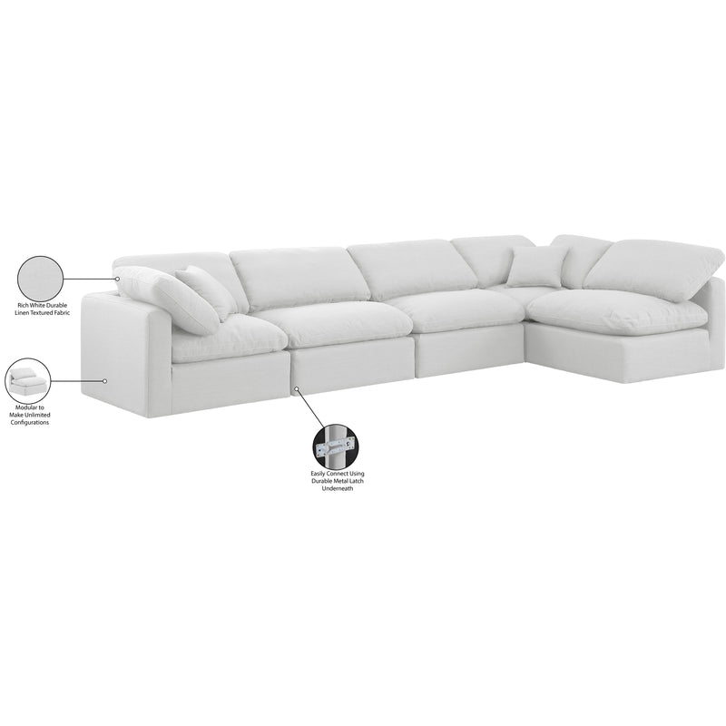Meridian Indulge White Linen Textured Fabric Modular Sectional IMAGE 9