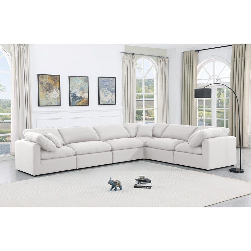 Meridian Indulge White Linen Textured Fabric Modular Sectional IMAGE 2