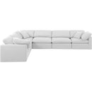 Meridian Indulge White Linen Textured Fabric Modular Sectional IMAGE 4