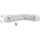 Meridian Indulge White Linen Textured Fabric Modular Sectional IMAGE 9
